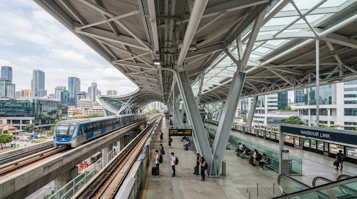 Modern Elevated Metro Station Structural Steel Concourse Canopy